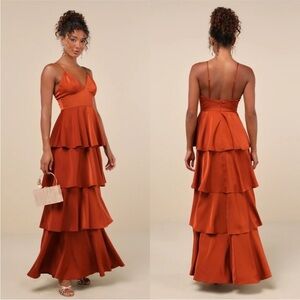 Elegant Tiered Rust Dress